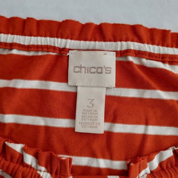 Chico's Size 16 Striped Peek-a-boo Peasant Top - Picture 9 of 10